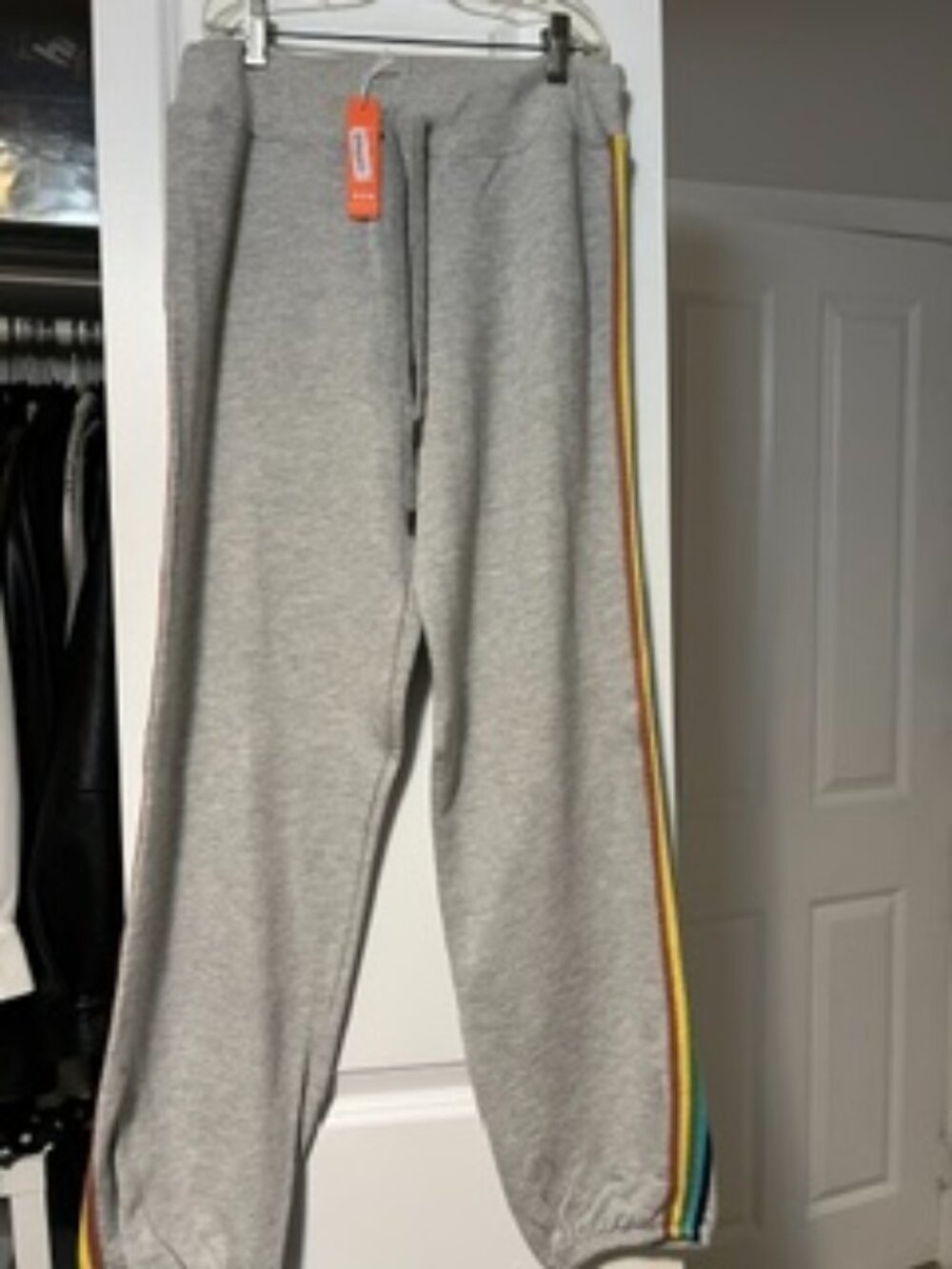 NWT Sundry Grey With Multicolored Stripes Sweatpants Size 2(medium)